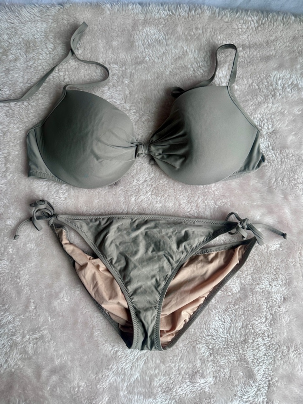 J Crew Underwire Bikini Swim Taupe olive DD Cup L/XL